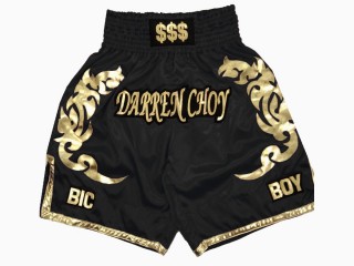 Custom Boxing Shorts , Personalised Boxing Shorts : KNBXCUST-2039-Black